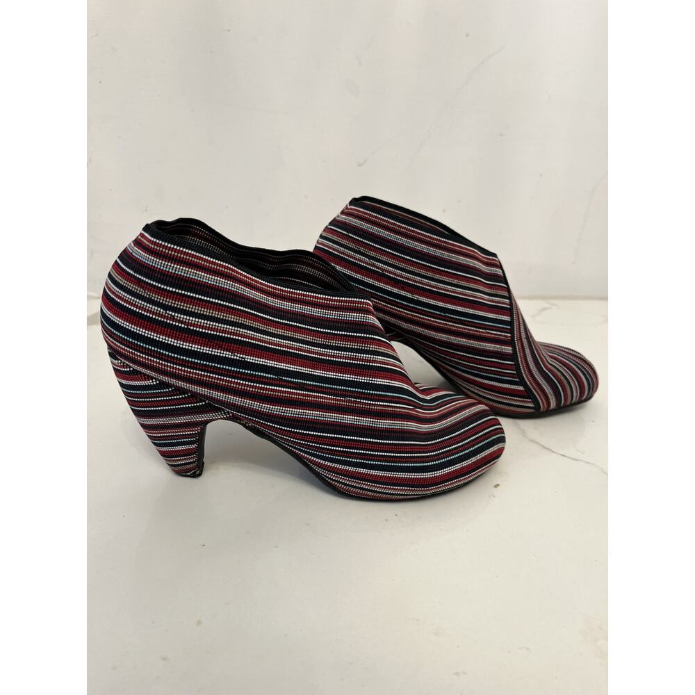 Coconuts Womens 9 Ankle Bootie Heel Striped Stretch 3" Heel Worn Once Boho Artsy